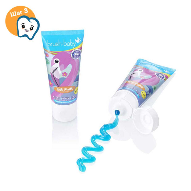 Детская зубная паста Brush-Baby TuttiFrutti мультифрукт, 3+ лет