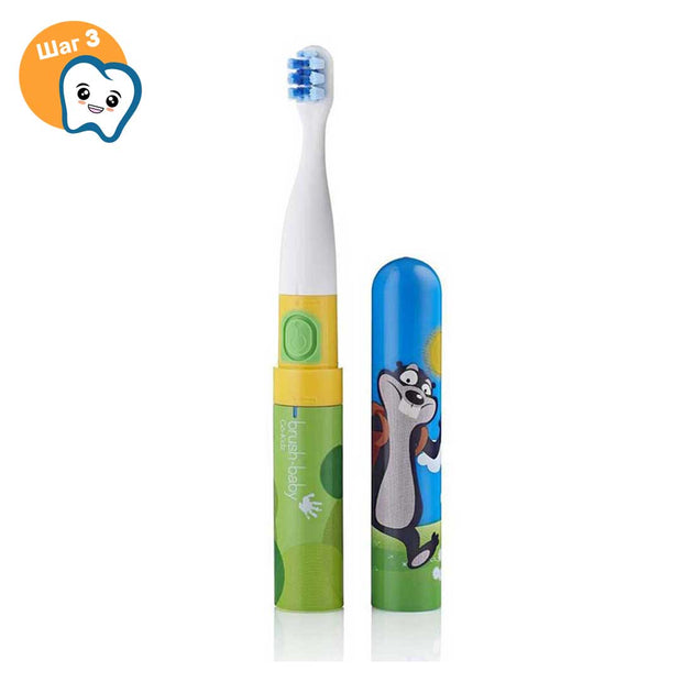 Звуковая электрическая зубная щетка Brush-Baby Go-Kidz Mikey, от 3 лет