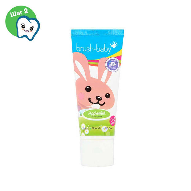 Детская зубная паста Brush-Baby Applemint яблоко-мята, 0-3 года