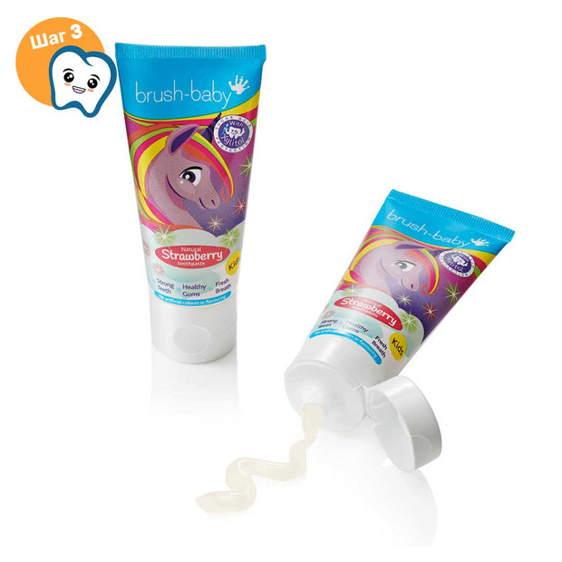 Детская зубная паста Brush-Baby Strawberry клубника, 3+ лет, 50 мл