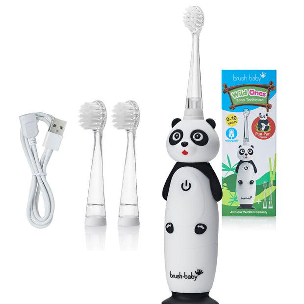 Звуковая электрическая зубная щетка Brush-Baby Sonic WildOnes Панда 0-10 лет