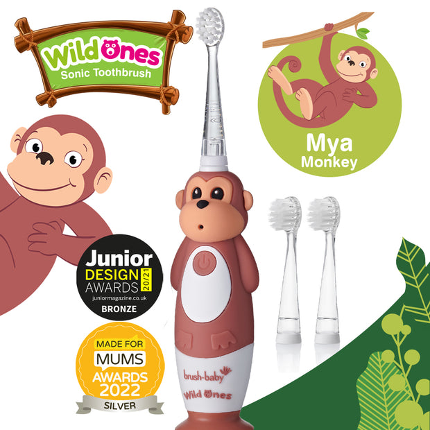 Звуковая электрическая зубная щетка Brush-Baby Sonic Обезьяна 0-10 лет
